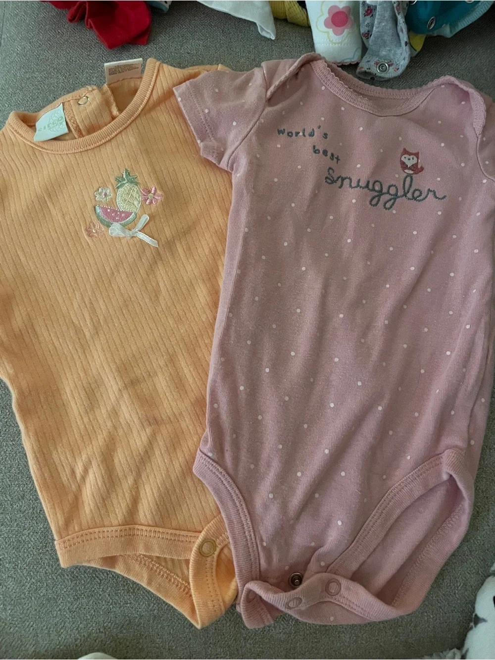 Baby Cotton One-Piece Bodysuit - Pink and Peach